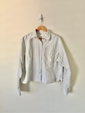 JW ANDERSON White and Light Green Striped Button-Down Shirt